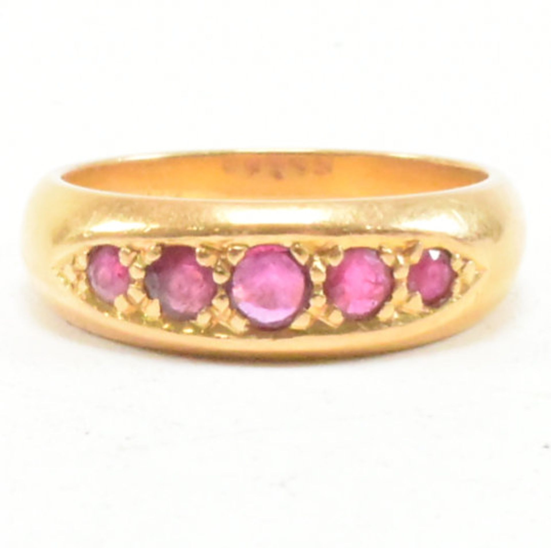 GOLD & RUBY FIVE STONE RING - Image 2 of 7