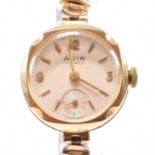 9CT GOLD AVIA LADIES 15 JEWEL COCKTAIL DRESS WRISTWATCH