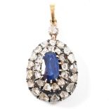 SAPPHIRE & DIAMOND CLUSTER PENDANT