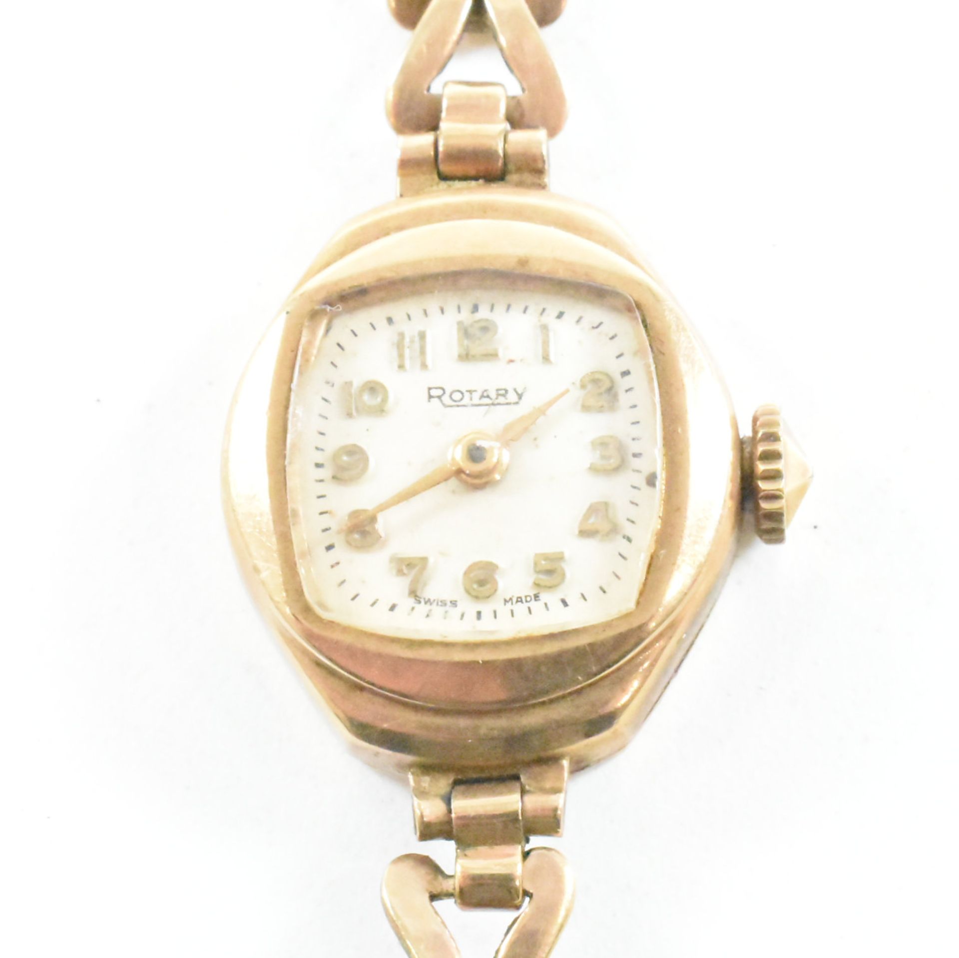 1960S HALLMARKED 9CT GOLD ROTARY WATCH WITH METAL LINED STRAP