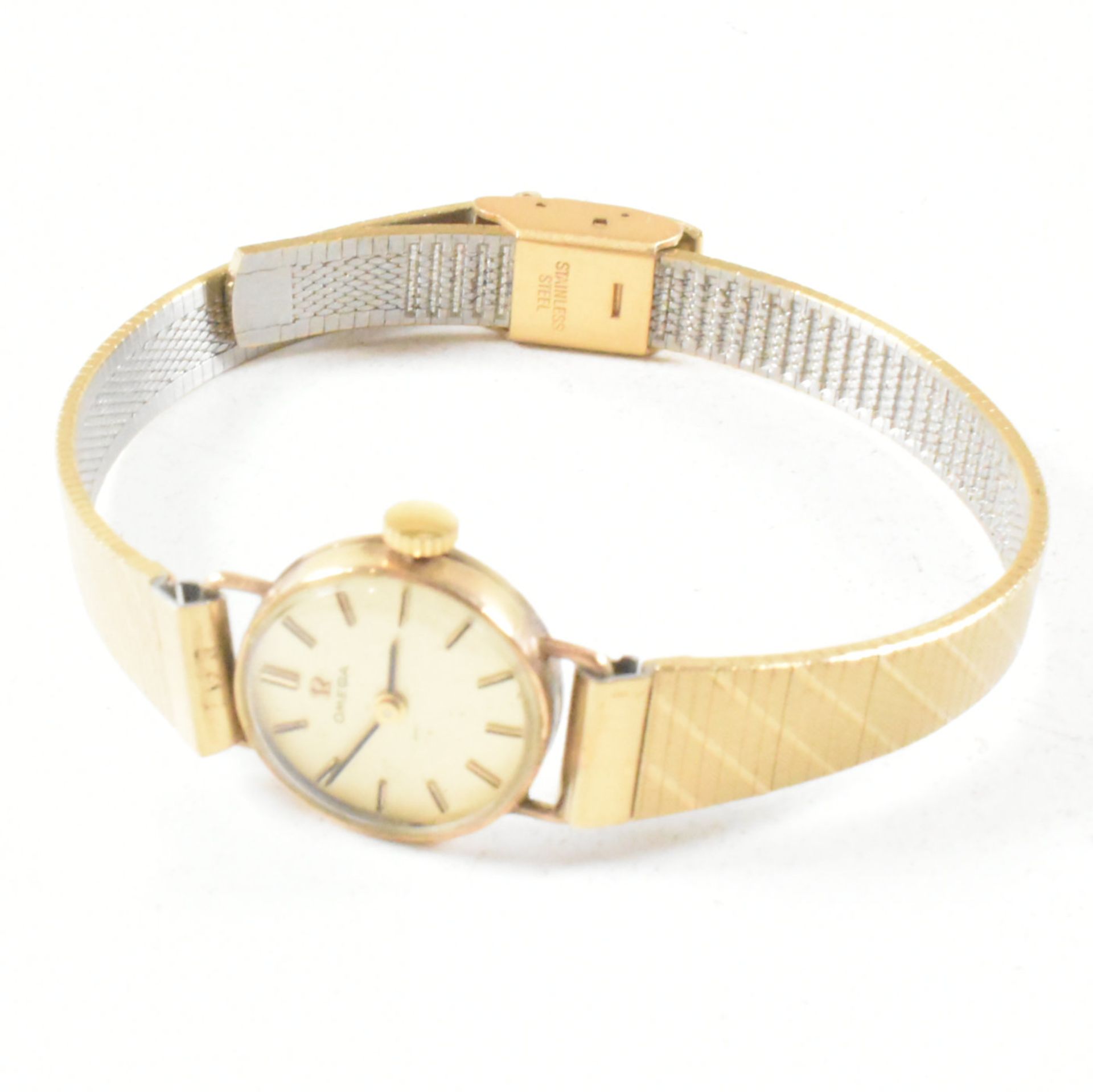 OMEGA HALLMARKED 9CT GOLD & STAINLESS STEEL COCKTAIL WATCH - Image 8 of 8