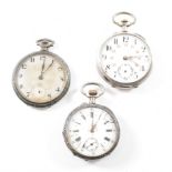 THREE FRENCH SILVER CASED POCKET WATCHES