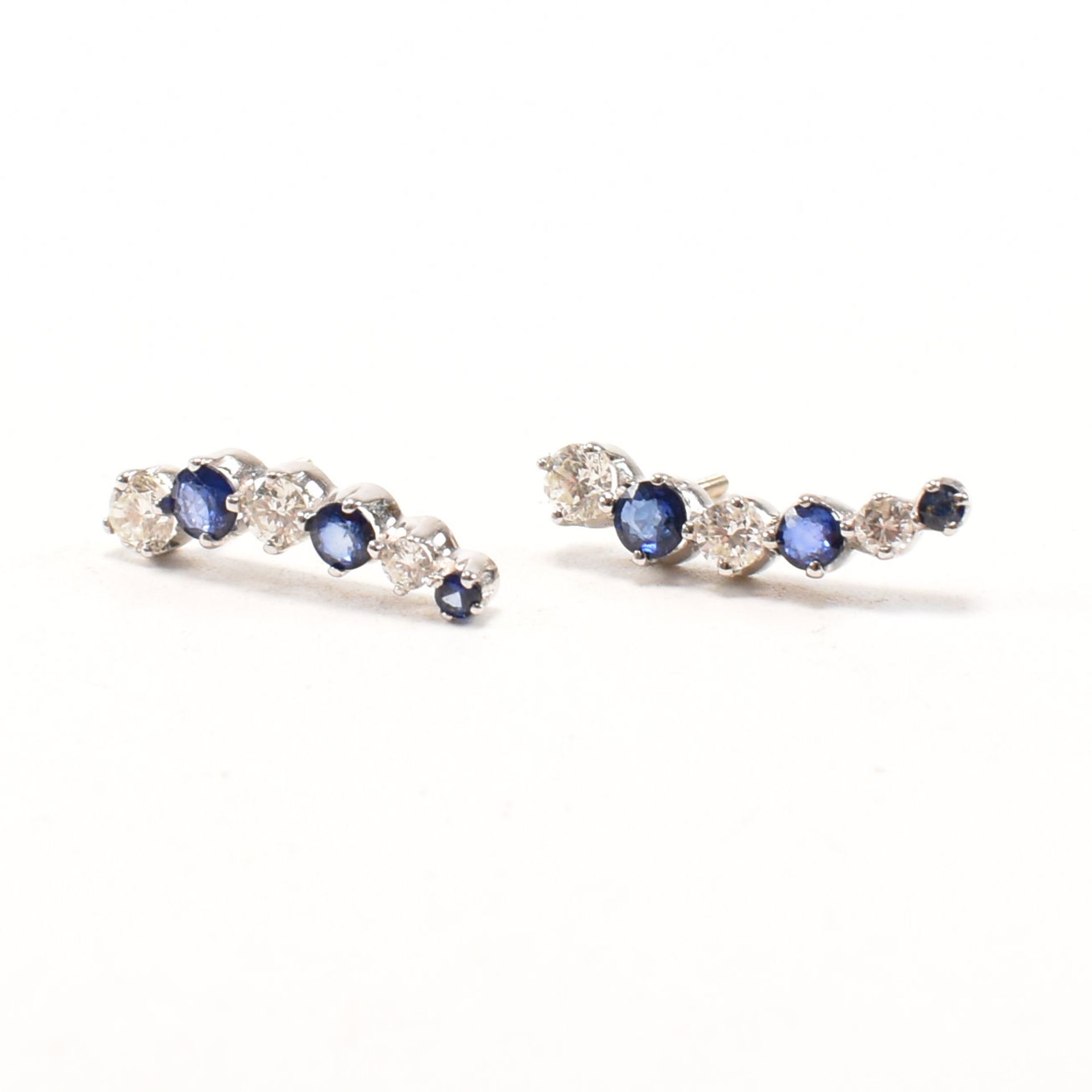 PAIR OF 14CT WHITE GOLD SAPPHIRE & DIAMOND EARRINGS - Image 5 of 8