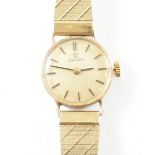 OMEGA HALLMARKED 9CT GOLD & STAINLESS STEEL COCKTAIL WATCH