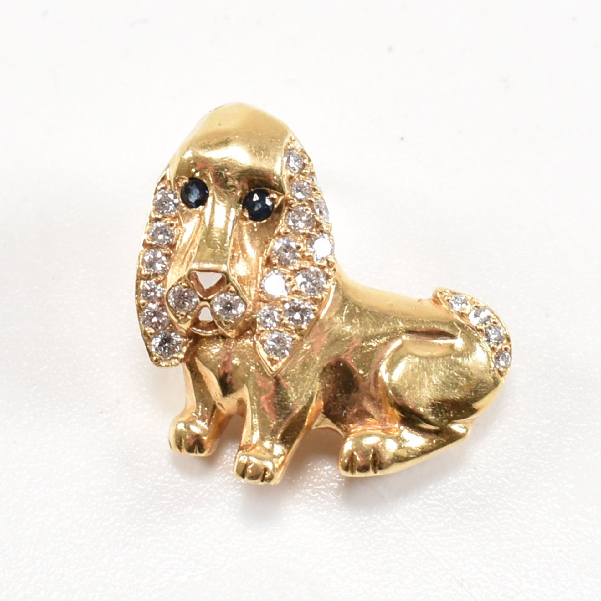 FRENCH 18CT GOLD SAPPHIRE & DIAMOND PENDANT DOG - Image 5 of 5