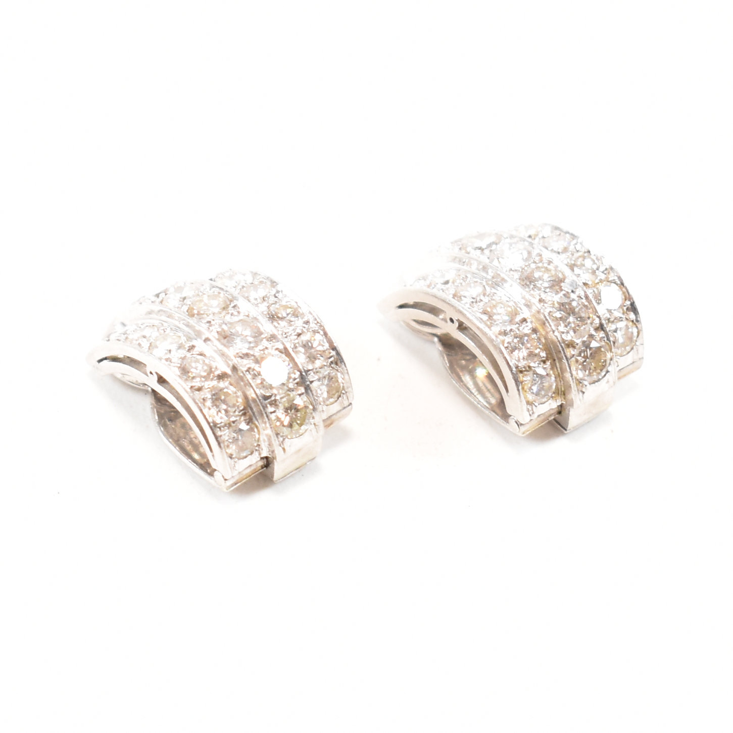 PAIR OF ART DECO 18CT WHITE GOLD & DIAMONDS EAR CLIPS - Image 5 of 8