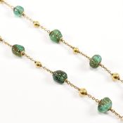 GOLD & CARVED EMERALD BEAD NECKLACE