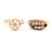 TWO HALLMARKED 15CT GOLD VICTORIAN GEM SET RINGS