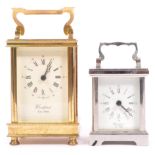 TWO WOODFORD CARRIAGE CLOCKS ONE BRASS ONE CHROME