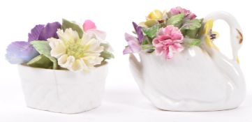 TWO VINTAGE FLORAL BONE CHINA BOUQUETS BY CROWN & ADDERLEY