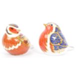 TWO CROWN DERBY BONE CHINA IMARI BIRD PAPERWEIGHTS