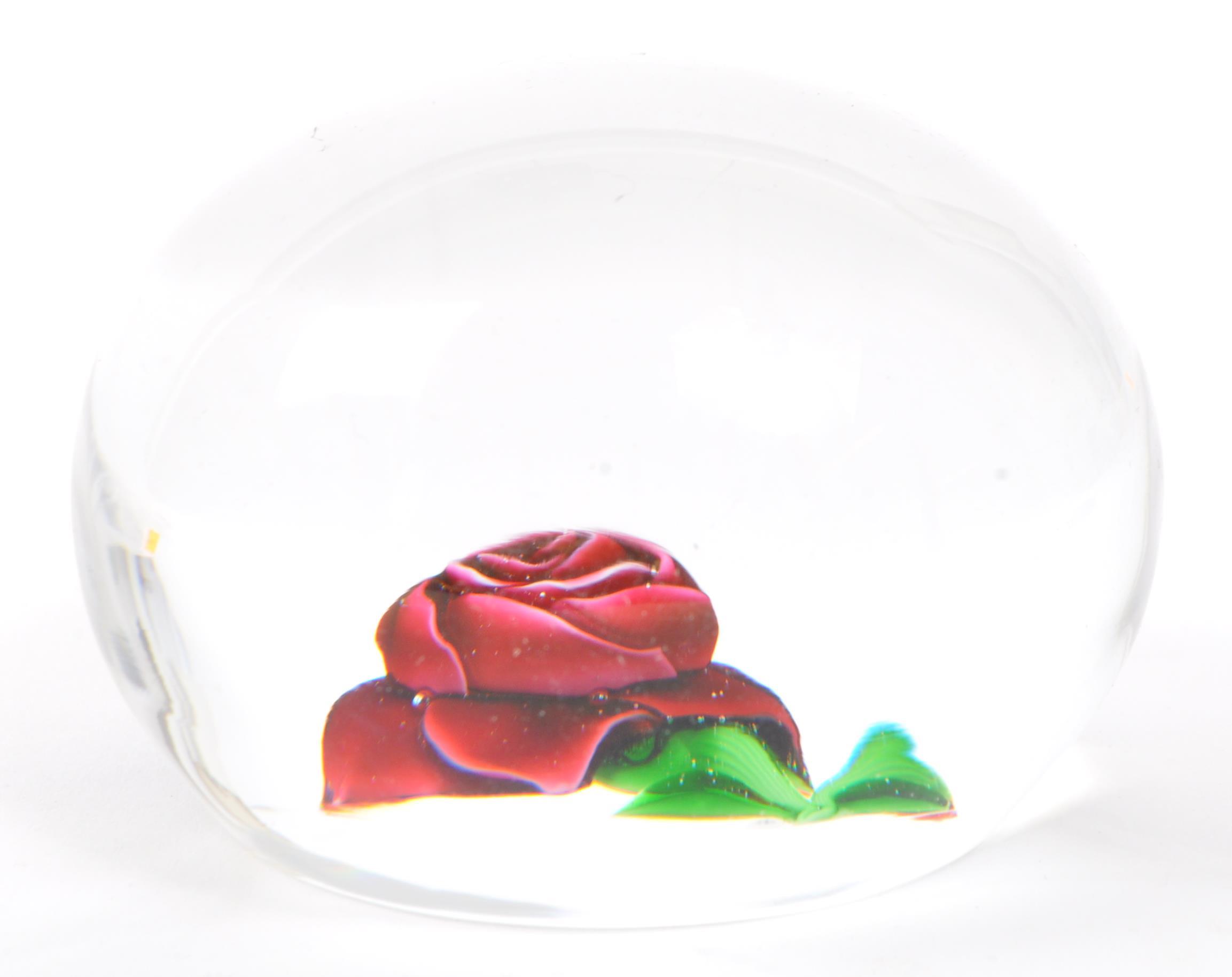 1976 BACCARAT FRENCH GLASS LAMPWORK ROSE PAPERWEIGHT - Image 4 of 7