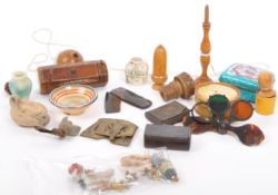 COLLECTION OF 19TH CENTURY & LATER CURIOS - SNUFF BOX - TREEN