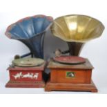 TWO EARLY 20TH CENTURY GRAMOPHONES WITH HORNS - DULCEPHONE