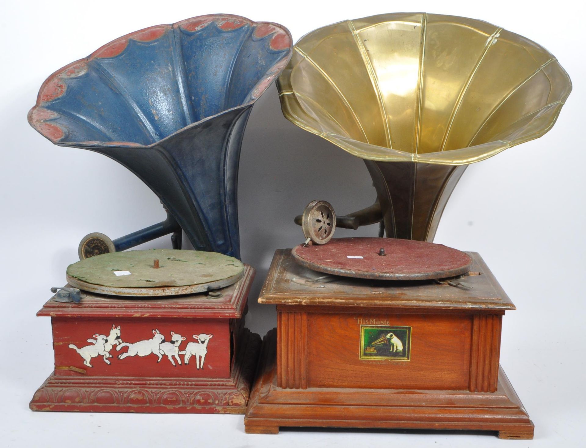 TWO EARLY 20TH CENTURY GRAMOPHONES WITH HORNS - DULCEPHONE