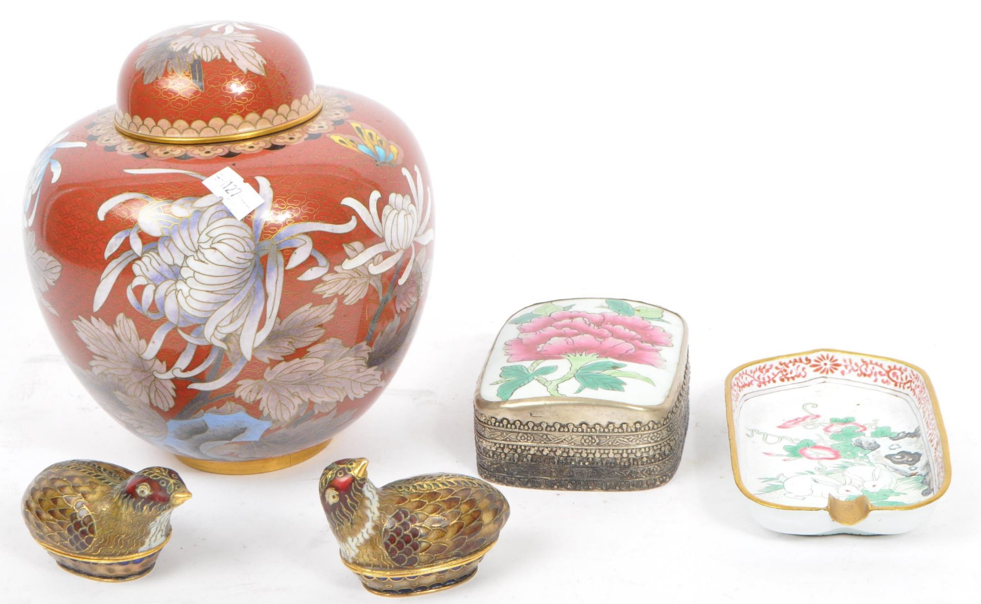 VINTAGE 20TH CENTURY CHINESE ENAMELLED CLOISONNE GINGER JAR