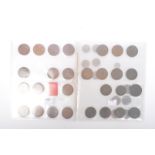 SILVER THREEPENCE, HALF PENNIES AND 28 ONE PENNY COINS