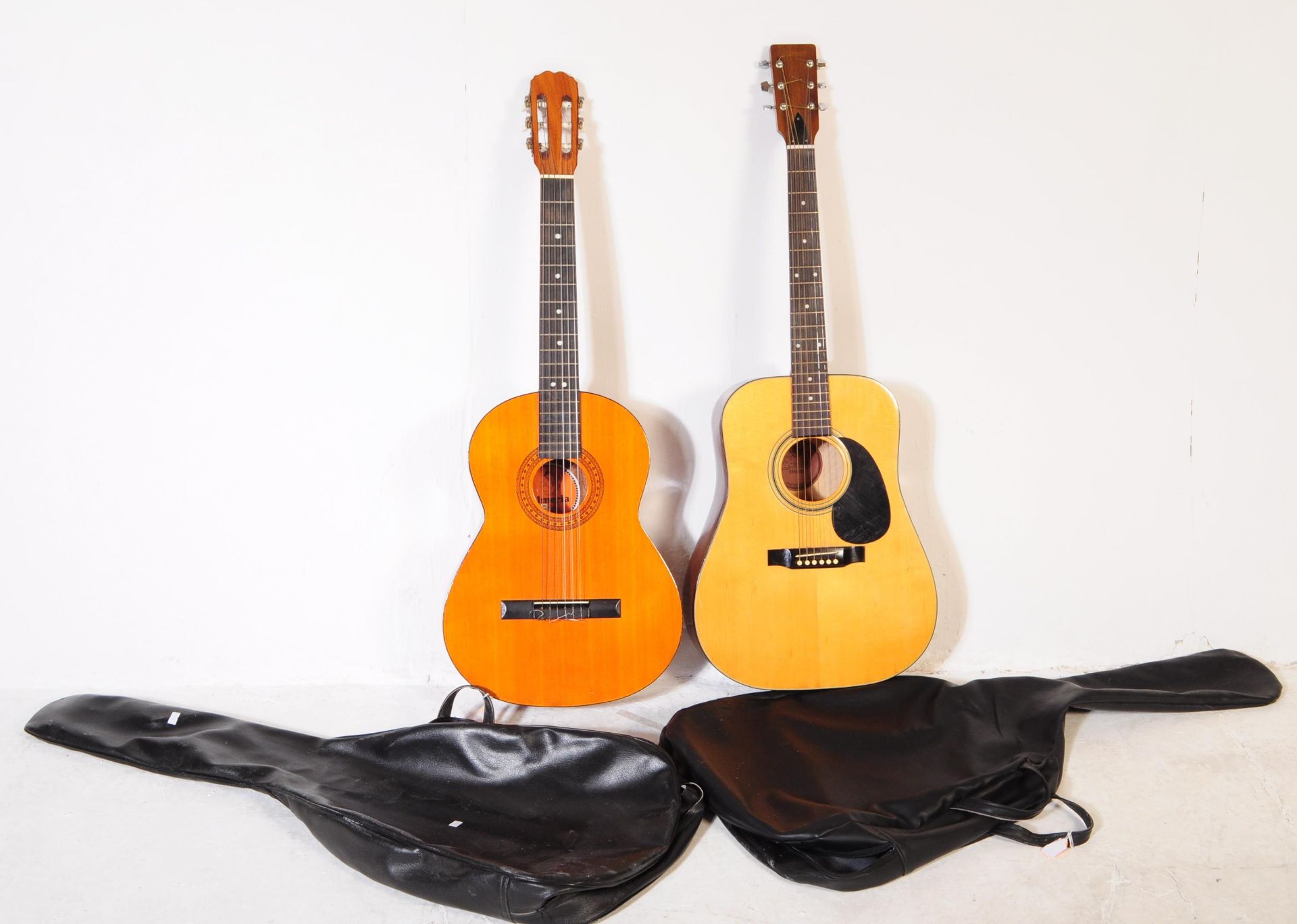 MUSICAL INSTRUMENTS - TWO ACOUSTIC GUITARS BY ALMERIA & JSH