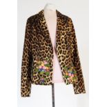 VINTAGE MOSCHINO EMBROIDERED LEOPARD PRINT BLAZER JACKET