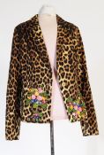 VINTAGE MOSCHINO EMBROIDERED LEOPARD PRINT BLAZER JACKET