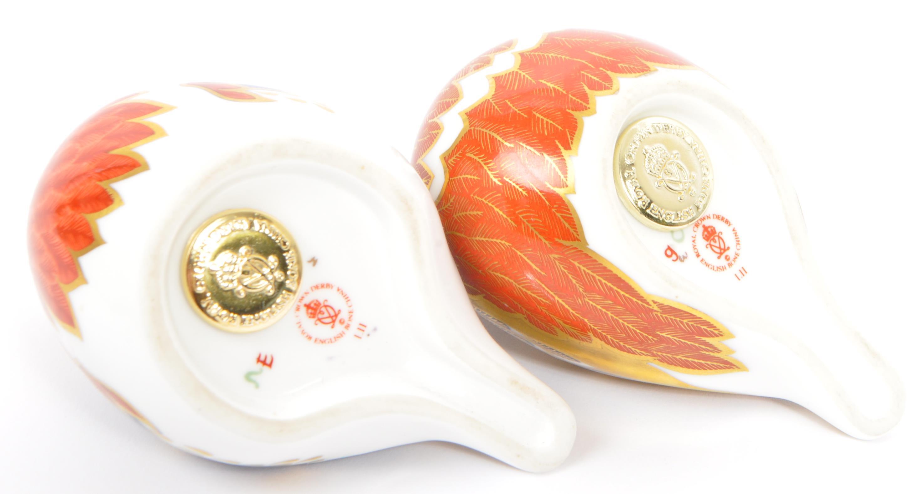 TWO CROWN DERBY BONE CHINA IMARI BIRD PAPERWEIGHTS - Image 5 of 5