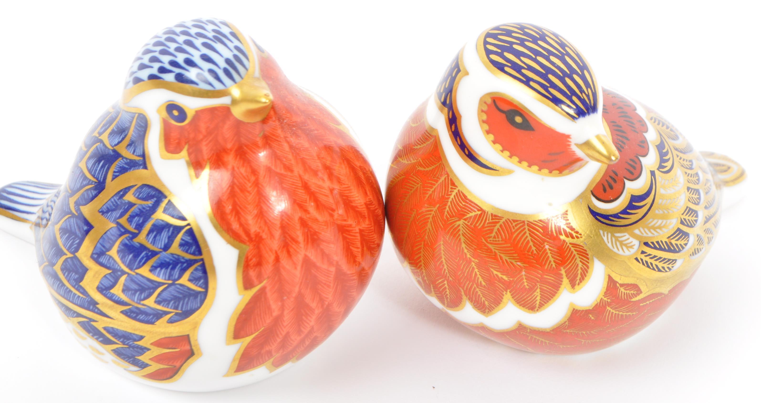 TWO CROWN DERBY BONE CHINA IMARI BIRD PAPERWEIGHTS - Image 4 of 5