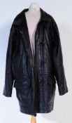 VINTAGE BURBERRY MENS BLACK LEATHER & NOVA CHECK COAT