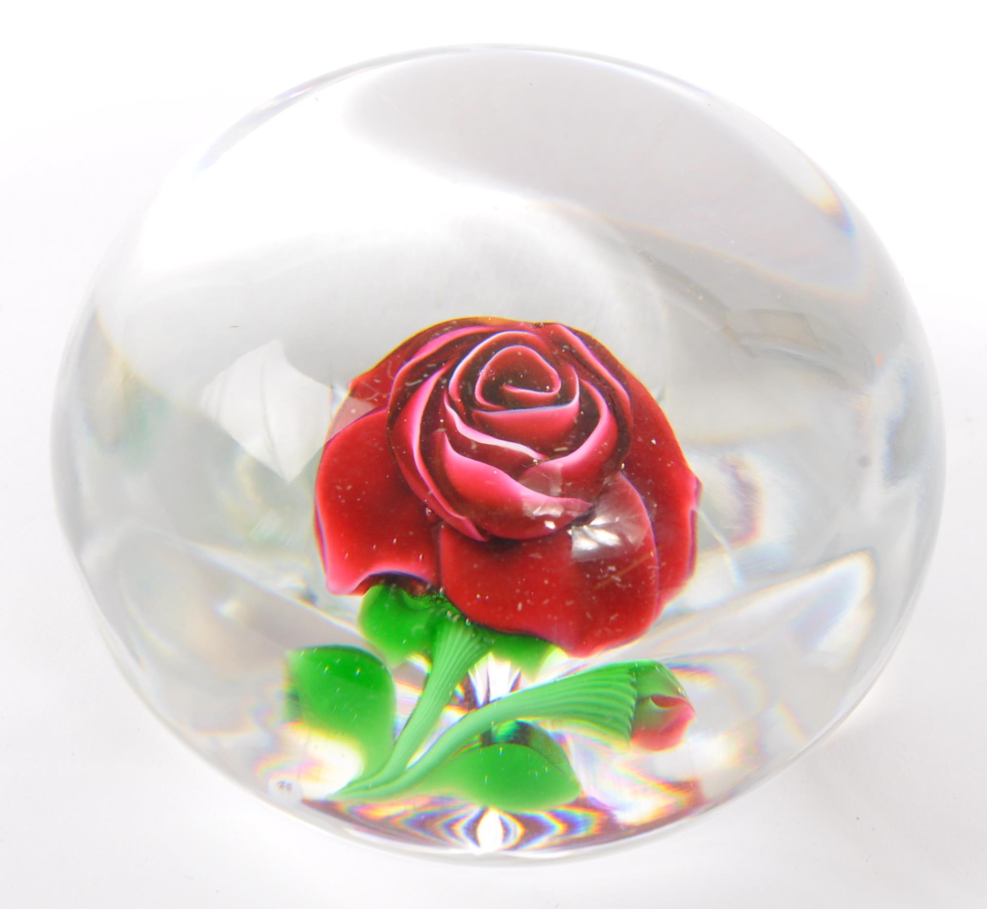 1976 BACCARAT FRENCH GLASS LAMPWORK ROSE PAPERWEIGHT - Image 2 of 7