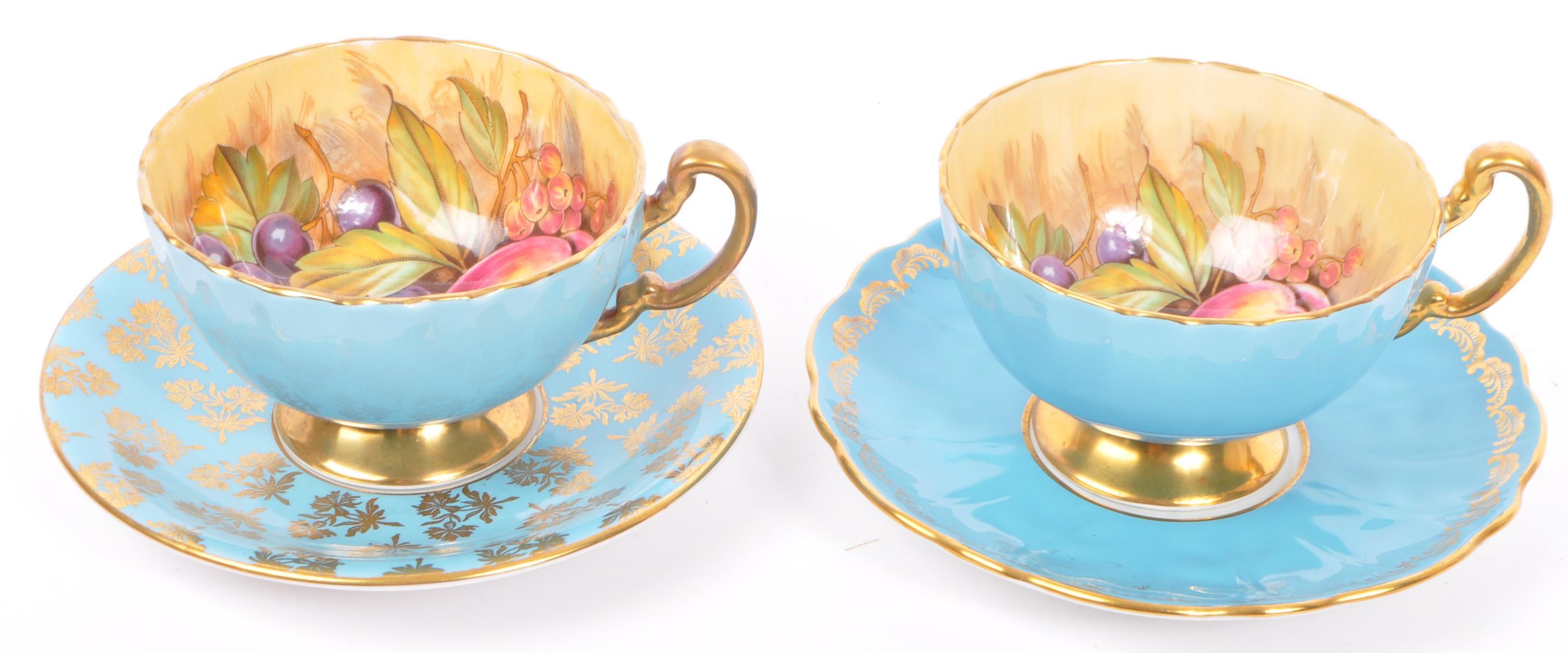 THREE PIECES AYNSLEY ORCHARD GOLD TEACUP & SAUCER - Image 5 of 7