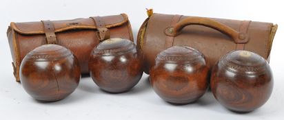 TWO PAIRS OF VINTAGE LAWN BOWLS BY TAYLOR & ROLPH LONDON