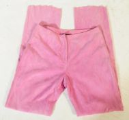 VERSACE 1990S SUEDE LEATHER PINK STRAIGHT LEG TROUSERS