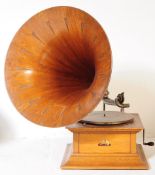 HMV MONARCH MODEL V OAK GRAMOPHONE WITH WOODEN HORN