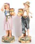 LARGE PAIR OF VINTAGE AUSTRIAN CERAMIC FIGURINES