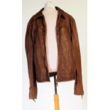 ROBERTO CAVALLI BROWN LEATHER JACKET - SIZE 56