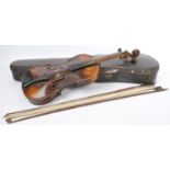 EARLY 20TH CENTURY FULL SIZE TWO PIECE BACK VIOLIN BY DUKE