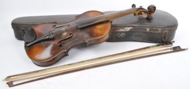 EARLY 20TH CENTURY FULL SIZE TWO PIECE BACK VIOLIN BY DUKE