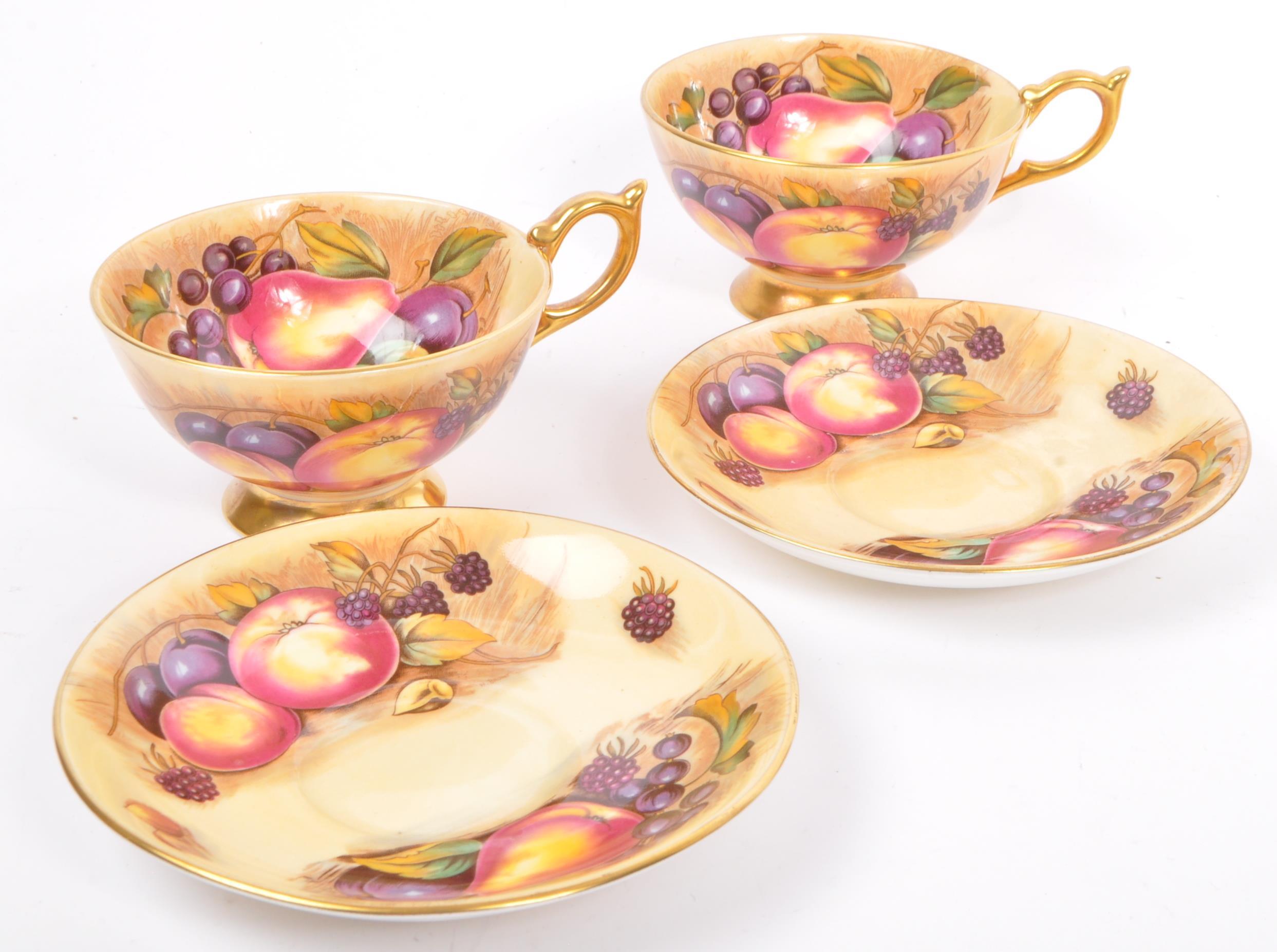 TRIO AYNSLEY N. BRUNT ORCHARD GOLD CHINA TEACUP & SAUCERS - Image 4 of 5