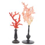 TWO 20TH CENTURY OBJECT D'ART CORAL OF STAND