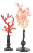 TWO 20TH CENTURY OBJECT D'ART CORAL OF STAND