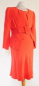 VALENTINO COUTURE VINTAGE CORAL SILK SKIRT SUIT