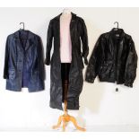 THREE VINTAGE MENS LEATHER COATS - JACKETS - BOMBER - TRENCH