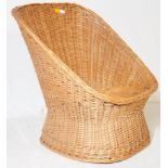 20TH CENTURY WICKER CONSERVATORY ARMCHAIR OF TUB FORM