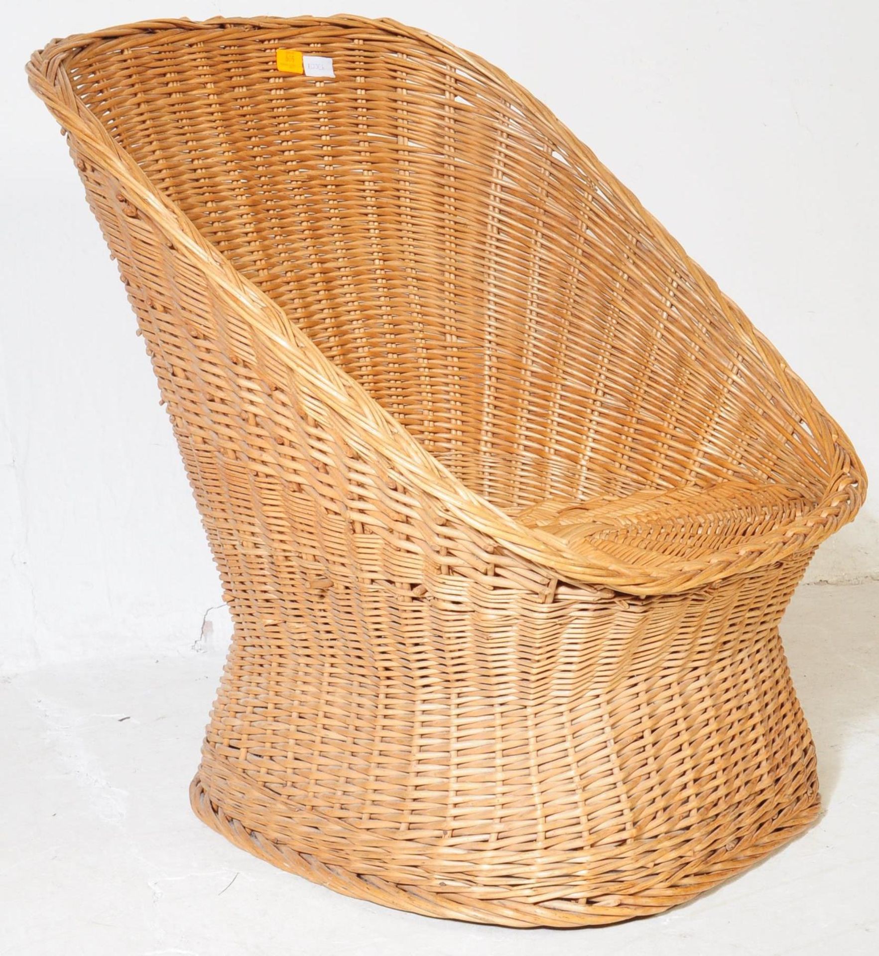 20TH CENTURY WICKER CONSERVATORY ARMCHAIR OF TUB FORM