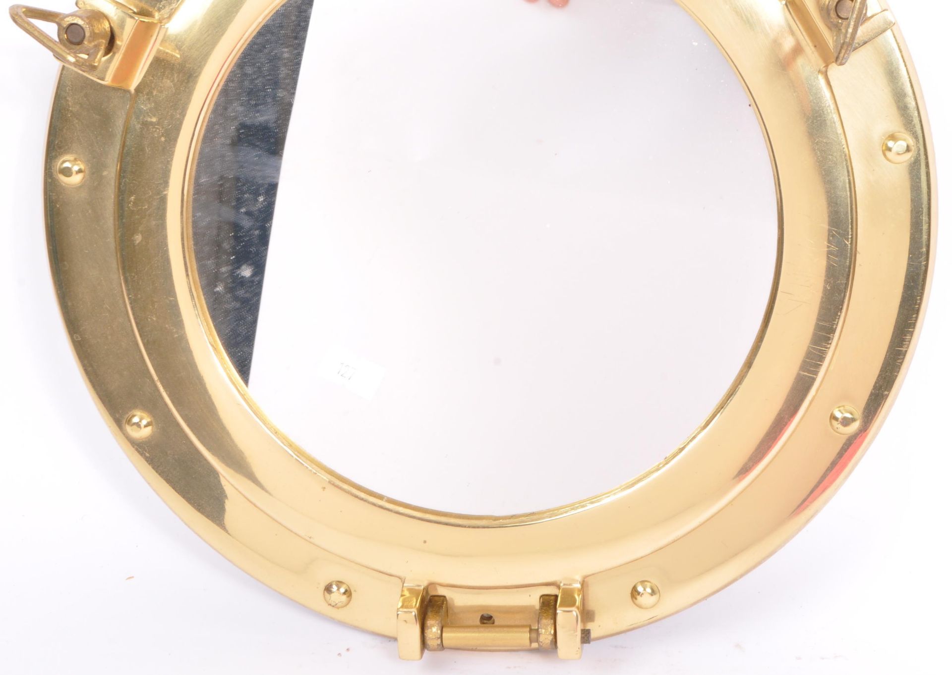 20TH CENTURY BRASS MARTIME PORT HOLE WALL MIRROR - Image 3 of 6