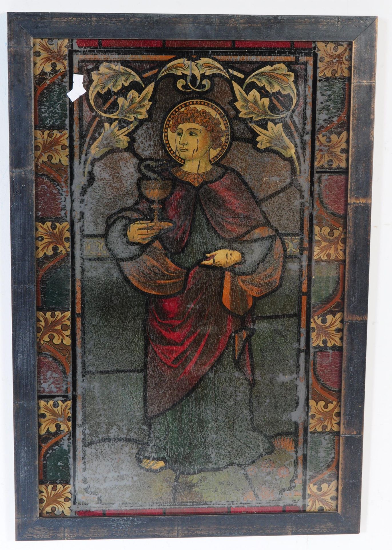 TWO EARLY 20TH CENTURY REVERSE GLASS SAINT PAINITNGS - Image 5 of 5