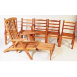 FIVE CONTEMPORARY TEAK WOOD GARDEN PATIO CHAIRS