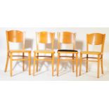 FOUR MID CENTURY 1960S TEAK VINYL KITCHENETTE DINING CHAIRS