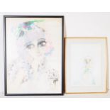 TWO FRAMED & GLAZED OIL ON PAPER PAINTINGS BY MARION