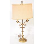 VINTAGE 1940S GILT METAL TWIN ARM TABLE LAMP