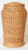 LARGE LATE 20TH CENTURY CIRCULAR WICKER BASKET WITH LID